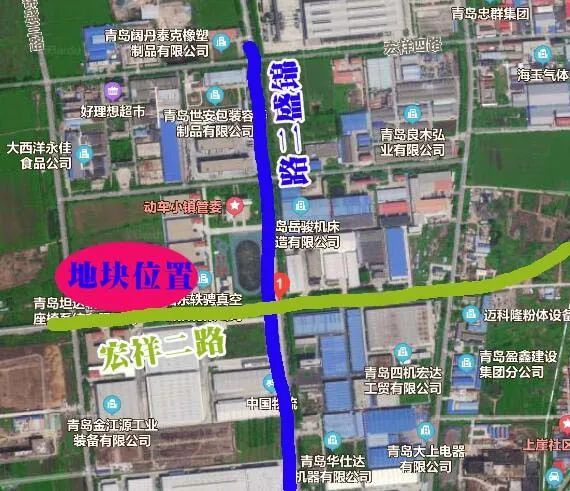 城阳区棘洪滩街道锦盛二路西,宏祥二路北,土地面积6897㎡,规划建筑总