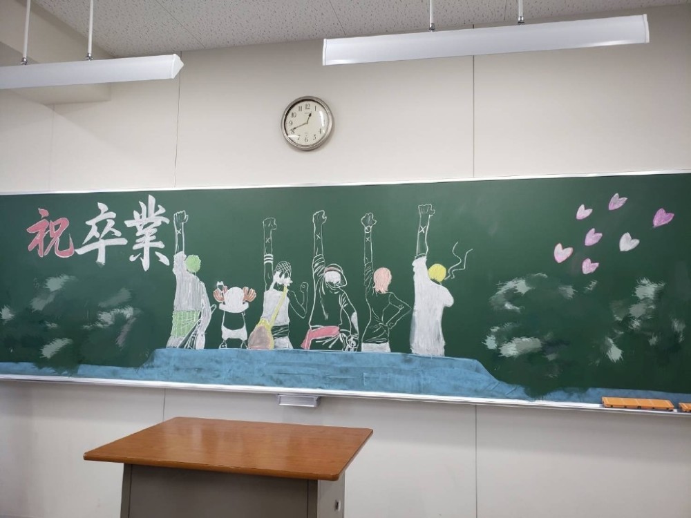 日本学生"毕业季"黑板报,动漫元素满满,真让人羡慕