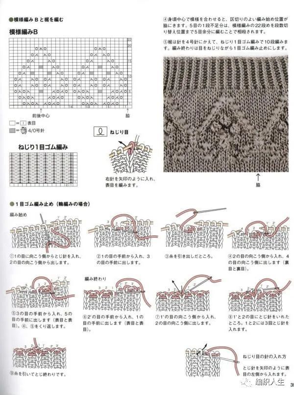 四季可穿!从领口往下织女士棒针镂空花圆肩毛衣