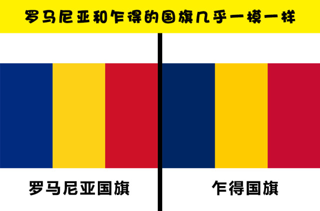 然而,罗马尼亚和乍得这两个的国旗看起来几乎一模一样,很难用肉眼快速