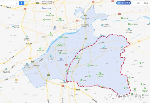 路以东 实际上 洛龙区向西已涵盖丰李片区 向南已涵盖龙门山与伊川