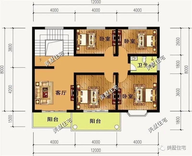 别墅编号:ms1702022全 占地尺寸:12x8米 占地面积:100.