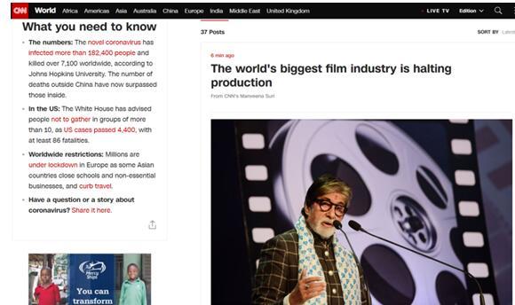 受新冠肺炎疫情影响，世界最大电影工业印度电影工业停工13天