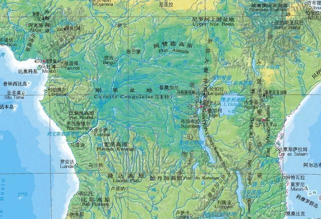 刚果河流域地形图