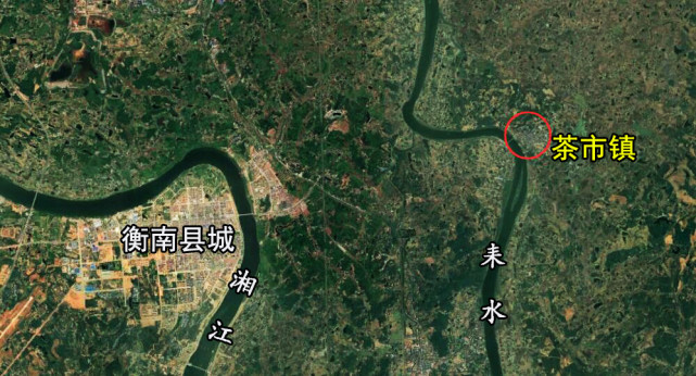 衡南县城位于湘江边,而茶市镇位于衡南县城东部的耒水江畔,是县城近郊