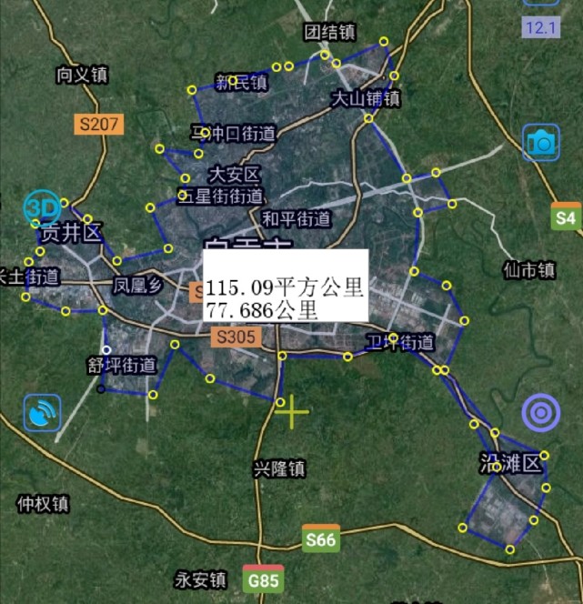 自贡市各区县,建成区面积排名,富顺县第一,荣县第二图片