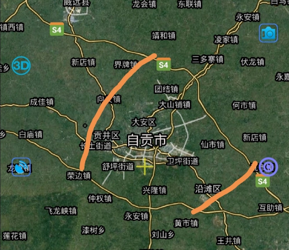 自贡四区,荣县和富顺县,新建高速路,快速路主干道,理想规划图