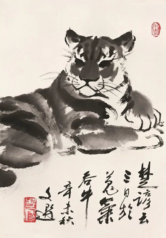 我画的墨虎,兰,梅,鸡,小猪,麻雀等,同前人不一样,包括吴昌硕,齐白石等