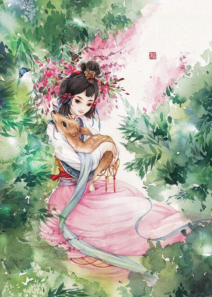 她用水彩画出绝美古风美眉,唤醒少女心中的三生三世,美哭了