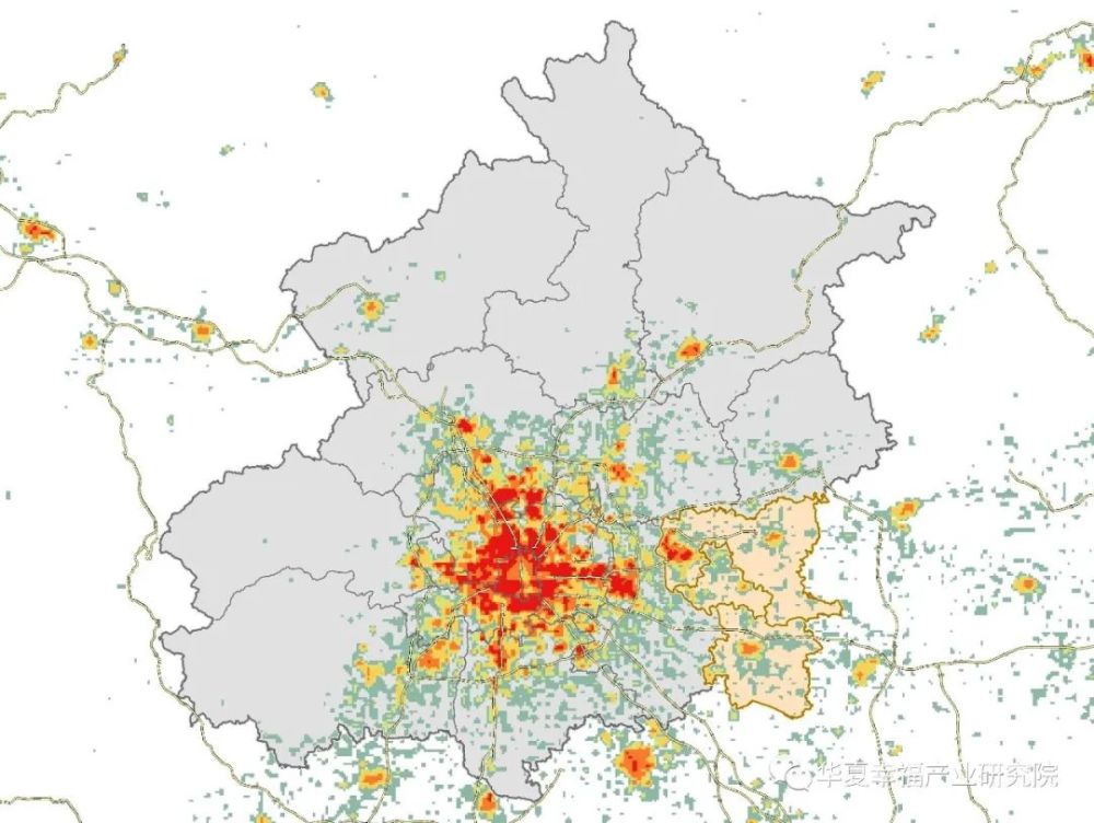 图4. 2018年北京都市圈及北三县人口分布热力图