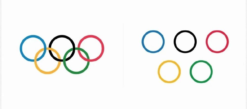 左图:奥运五环原版logo    右图:设计师jure tovrljan改版logo