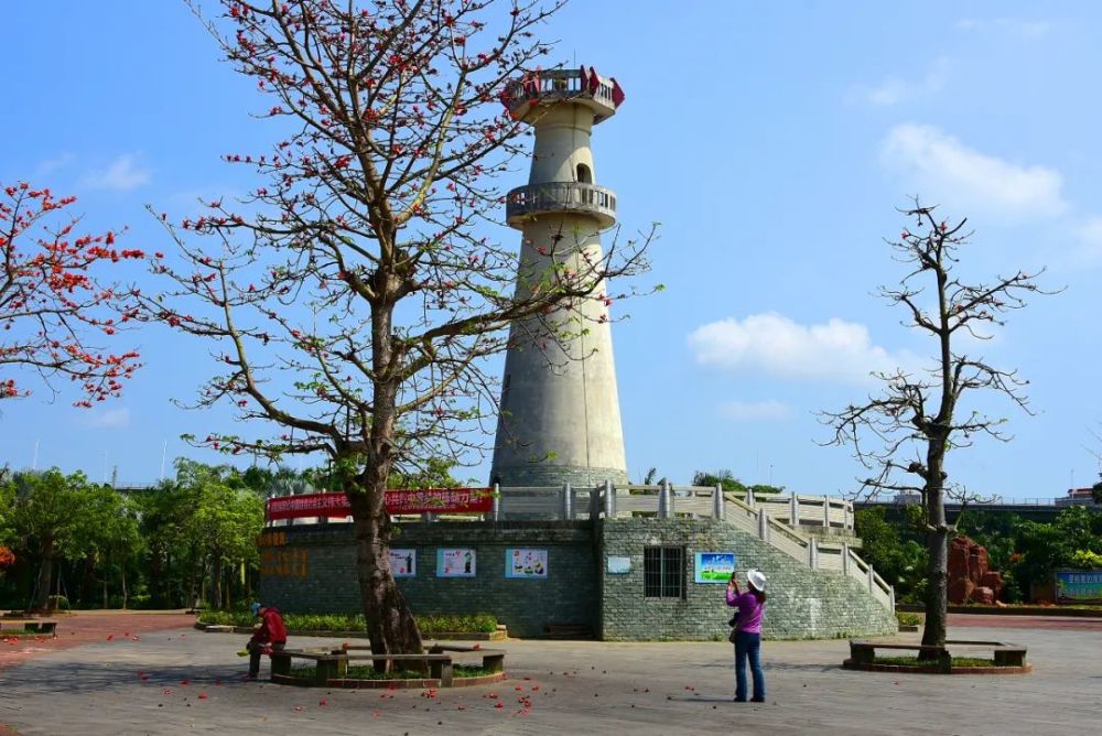 驶过高大的湛江海湾大桥,桥下就是灯塔广场(中澳友谊花园).