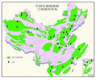 在中国范围内,我国石油资源集中分布在渤海湾,松辽,塔里木,鄂尔多斯