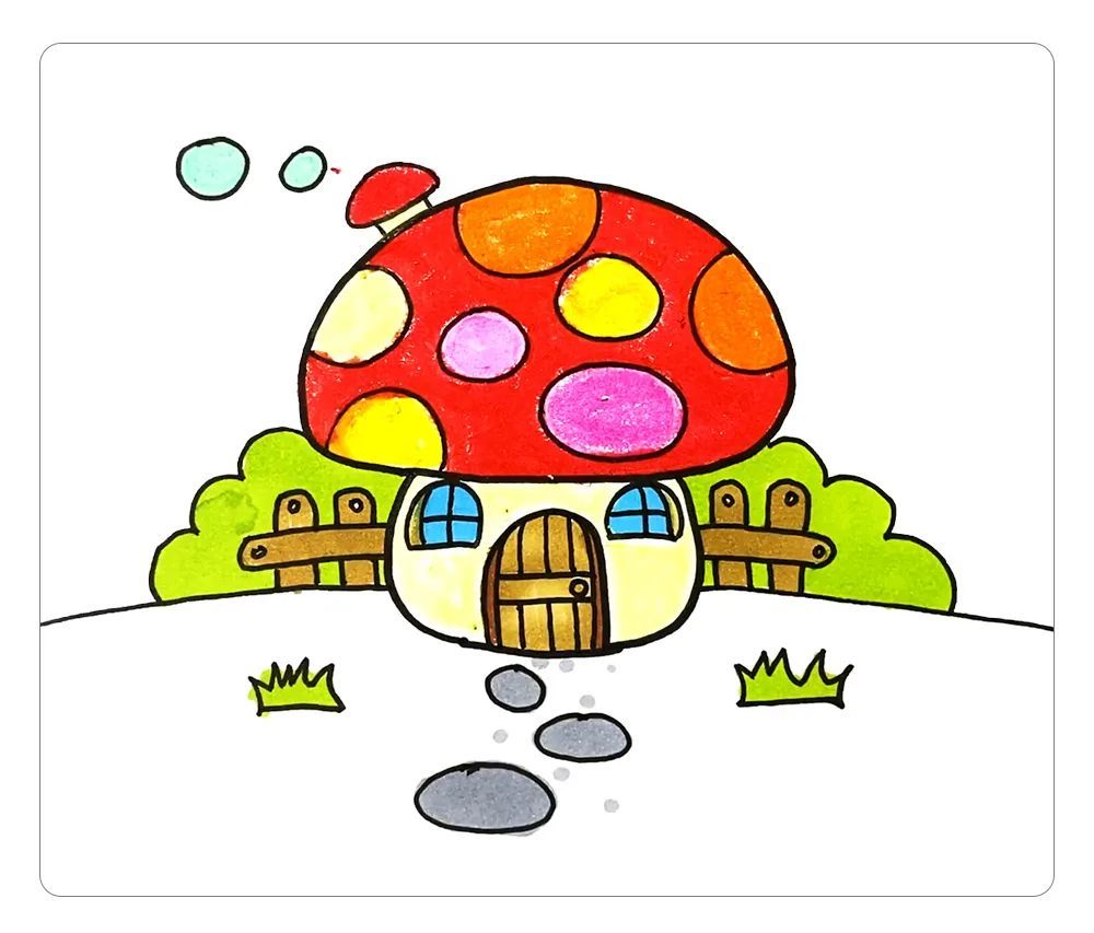 漂亮的蘑菇房子简笔画