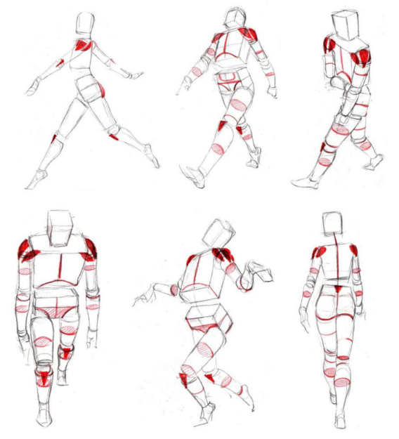 人体绘画姿态：进阶常规姿态坐、躺、走、跑、跳跃画法