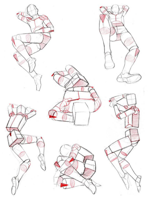 人体绘画姿态：进阶常规姿态坐、躺、走、跑、跳跃画法