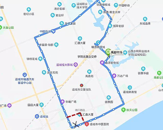 受解放路,红旗街施工影响,运城市多条公交线路临时调整