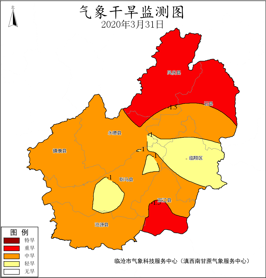 致库塘蒸发加大,气象干旱呈发展态势,其中重旱主要出现在凤庆县,云县