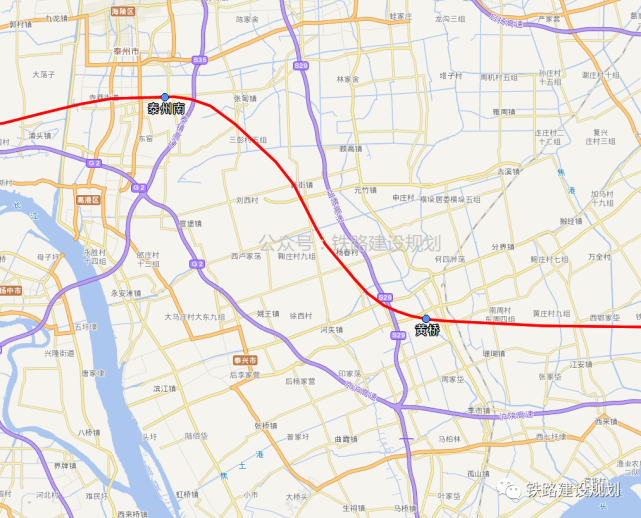 根据项目可研报告,北沿江高铁将在泰州境内设置泰州南站,黄桥站,泰州