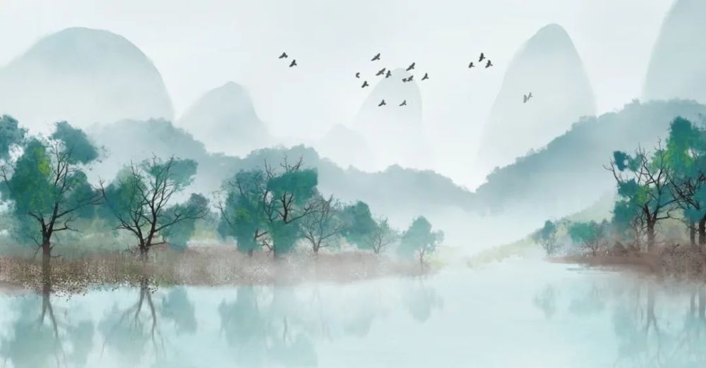 碧波滚滚而来,整个天地又仿佛都染成了青色