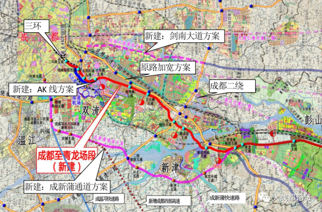 成都至乐山高速公路扩容工程三环至成都第二绕城段详细走向及互通立交