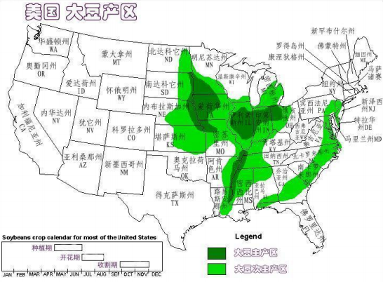 美国疫情分布 从大豆主产区可以看到,目前疫情较重,大豆产量又高的州