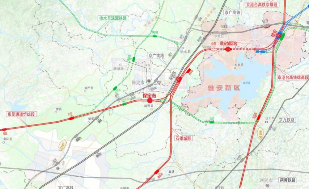 三环区域2020-ncov 雄忻高铁设置保定南站和动车所 保定南站规划示意