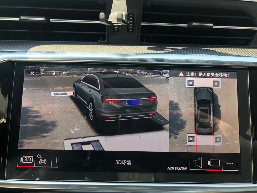 hikvison 3d全景效果图, 这都是依靠车子周围的多个摄像头处理形成的