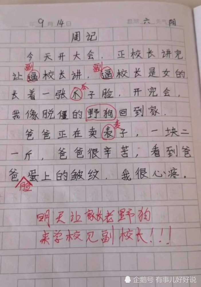 小学生写了一篇作文,校长:请家长