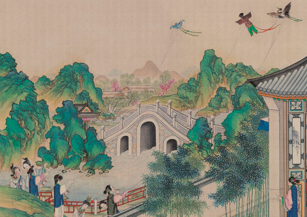 清 孙温 《红楼梦画册》 男子篇 01 射柳 射柳击球东苑里,流星骏马蹴