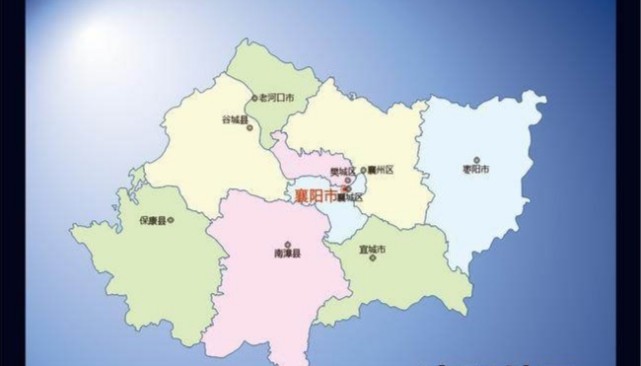 襄阳市各地,城区面积排名,最大县城在最东端,最小县城