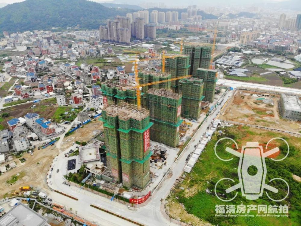 航拍福清城北在建新盘工程进度