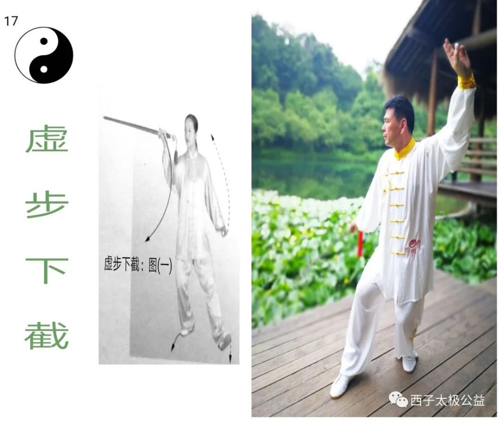 42式太极剑动作说明提膝上刺,虚步下截