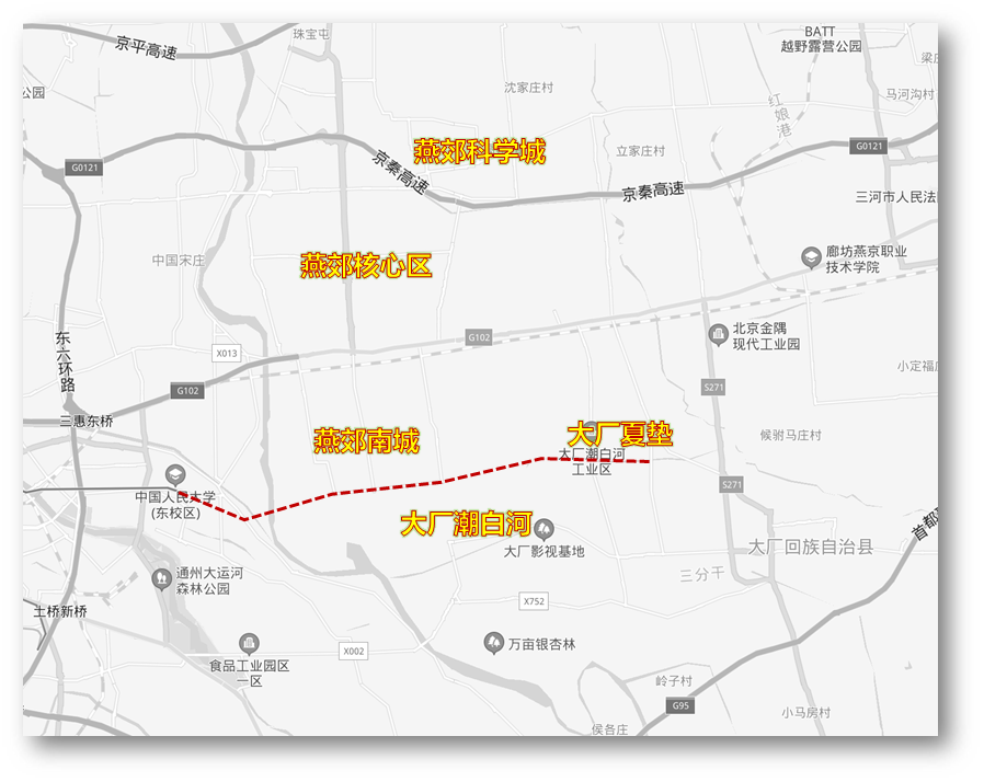 燕郊规划图官宣,"m6"延线经燕郊南城到大厂夏垫,其交通价值提高!