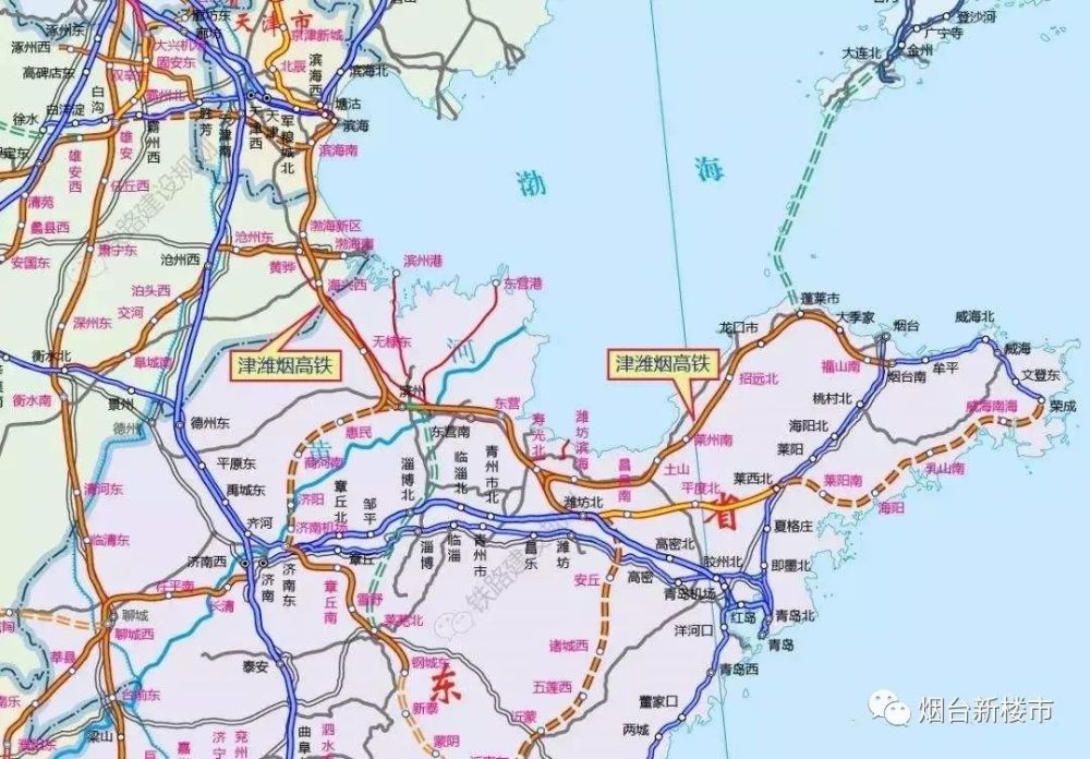 途经青岛平度市,烟台莱州市,招远市,龙口市,蓬莱市,烟台开发区,福山