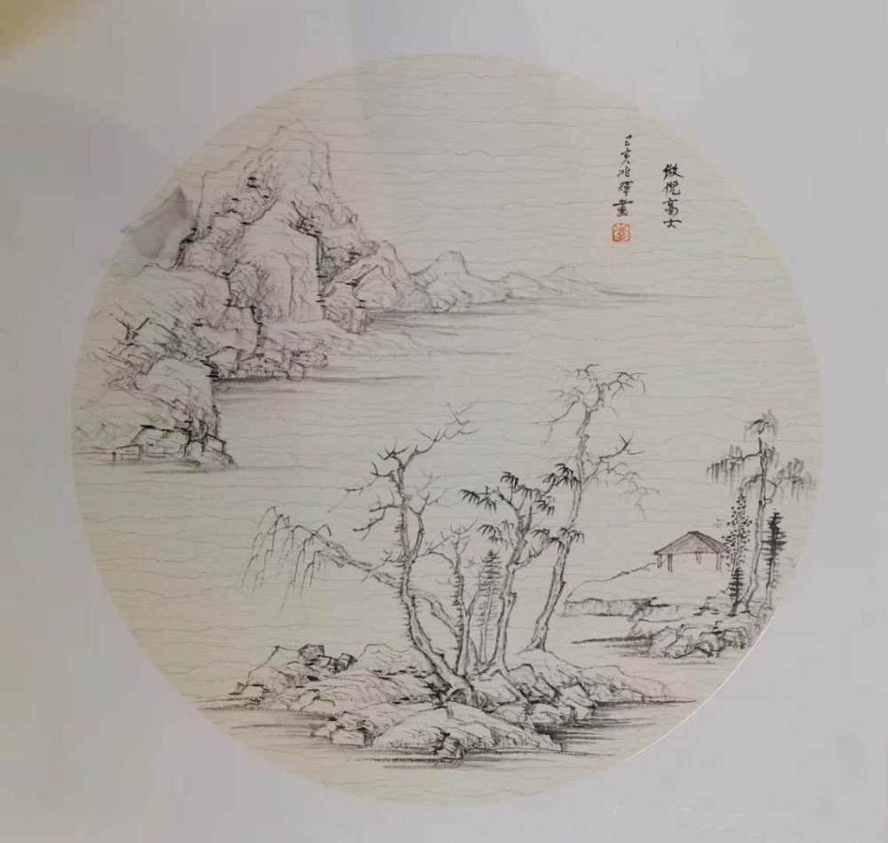 一组清新淡雅的水墨山水小品扇面作品