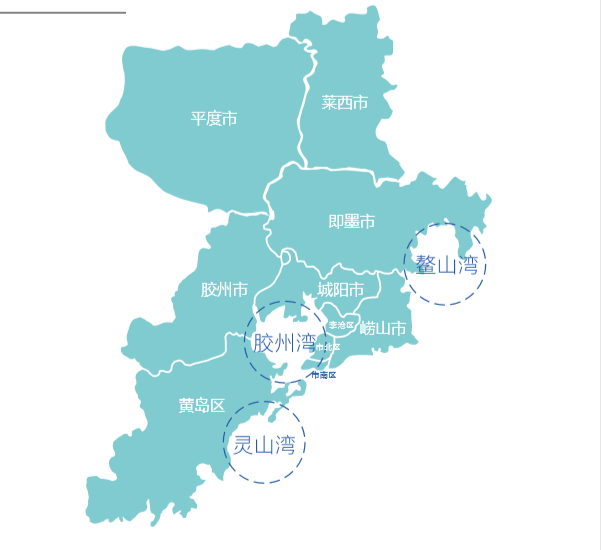 "三湾三城"确定以胶州湾,灵山湾,鳌山湾为核心的"三大城市中心".