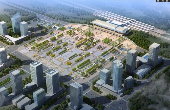 东融广场设计图(贺州火车站综合交通枢纽工程)4月20日,在贺州火车站
