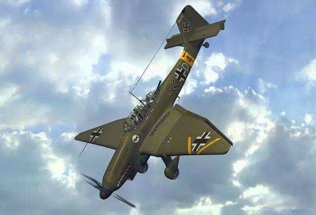 斯图卡俯冲轰炸机正在俯冲准备投弹
