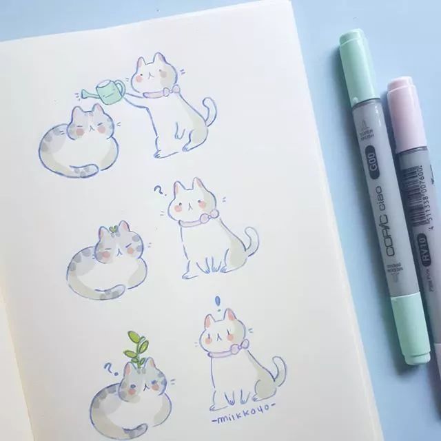 每天学一幅简笔画-超级可爱的猫咪简笔画