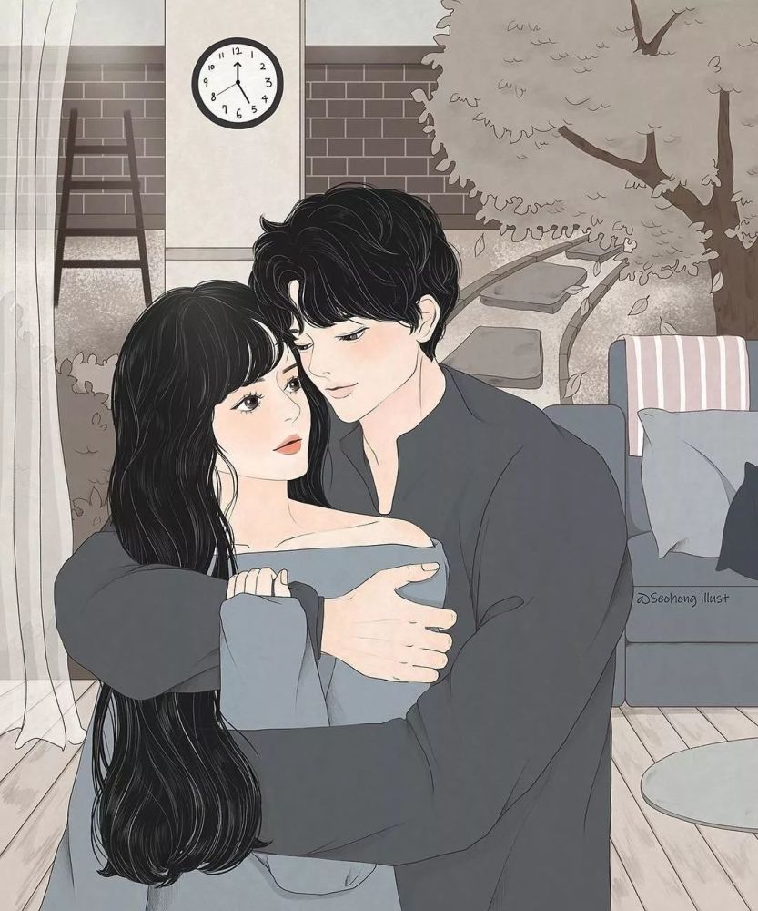 韩国美女插画师笔下和同居男友的日常插画,看得想同居