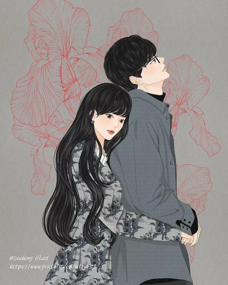 韩国美女插画师笔下和同居男友的日常插画,看得想同居