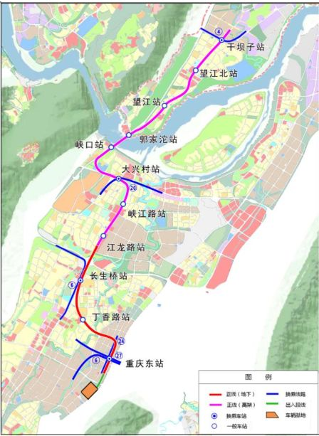 路线:干坝子站—望江北站—望江站—郭家沱站—峡口站—大兴村站