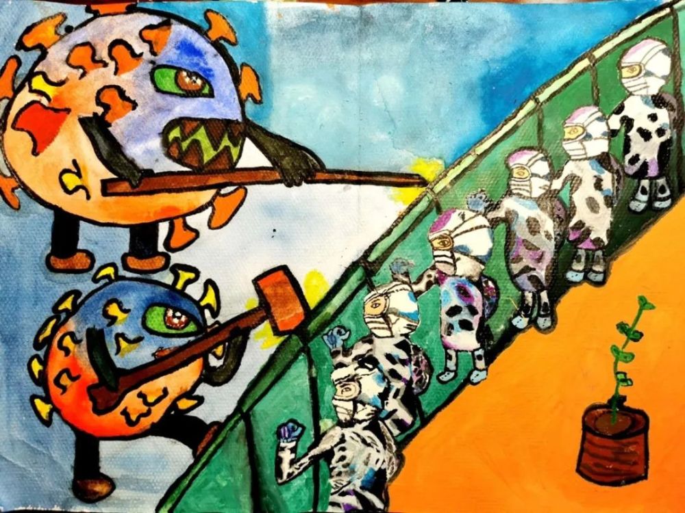 "非常战"疫",心手相牵"儿童画微展_腾讯新闻