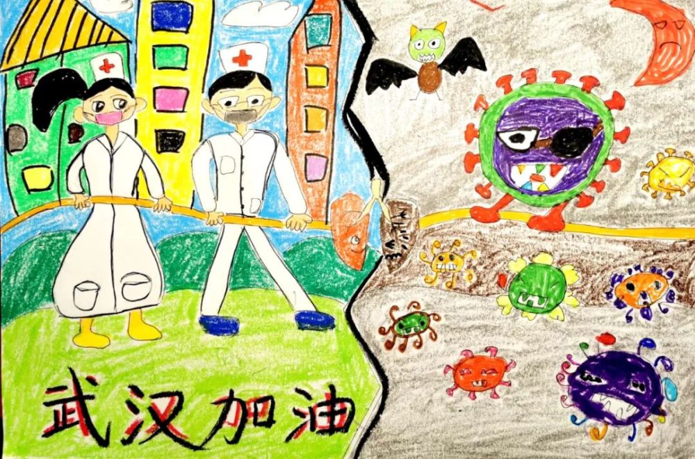 "非常战"疫",心手相牵"儿童画微展_腾讯新闻