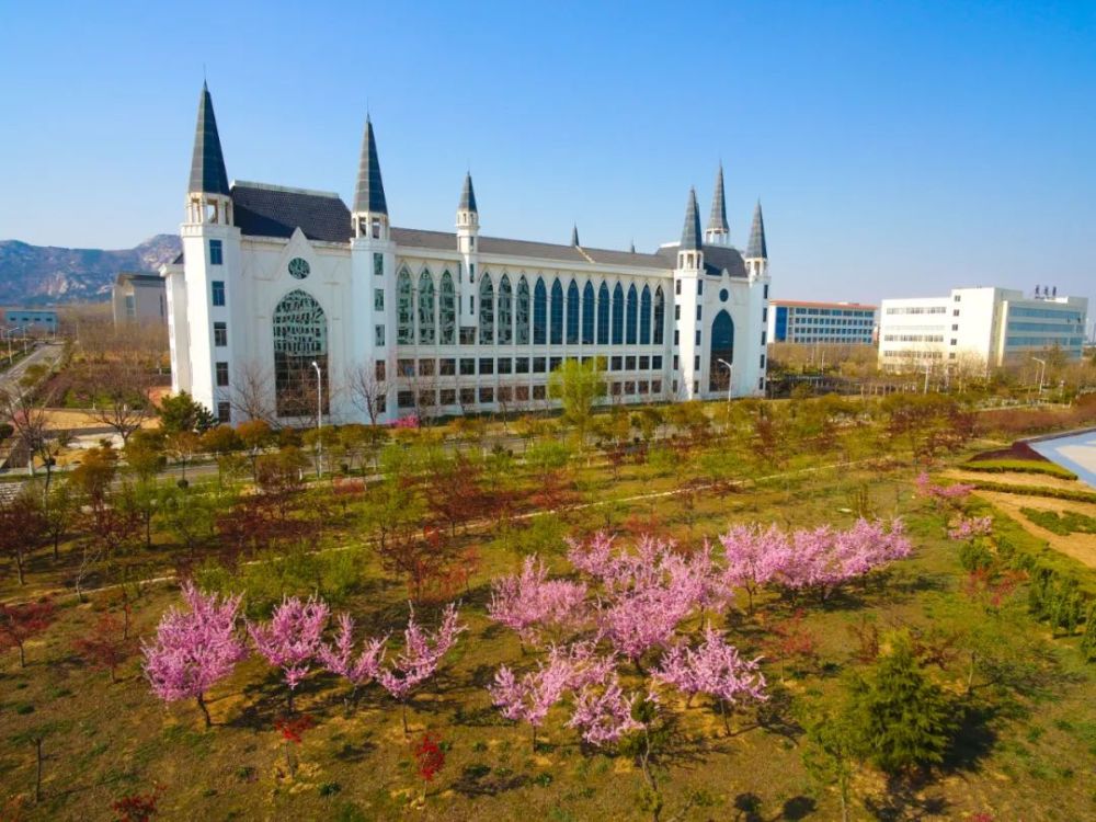 这里就是山东外事职业大学威海校区,位于乳山市银滩旅游度假区东部.