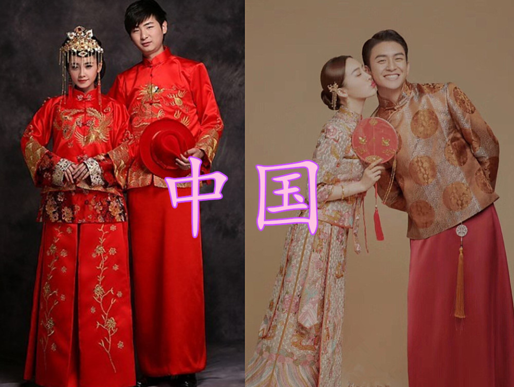 中国传统婚服 日本传统婚服 韩国传统婚服 看到印尼 土豪的国家