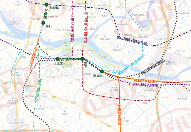 截止目前,加上规划进佛山新城的 广州地铁28号线,未来至少 6条轨道在