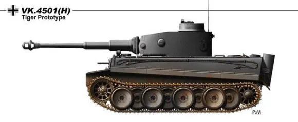 亨舍尔公司的虎式坦克侧视图.