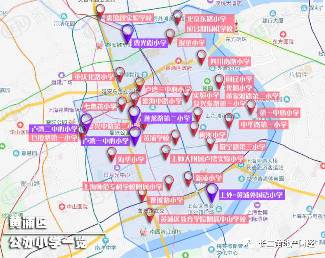 不过靠近豫园,老西门,淮海路板块的学校分布更为密集.